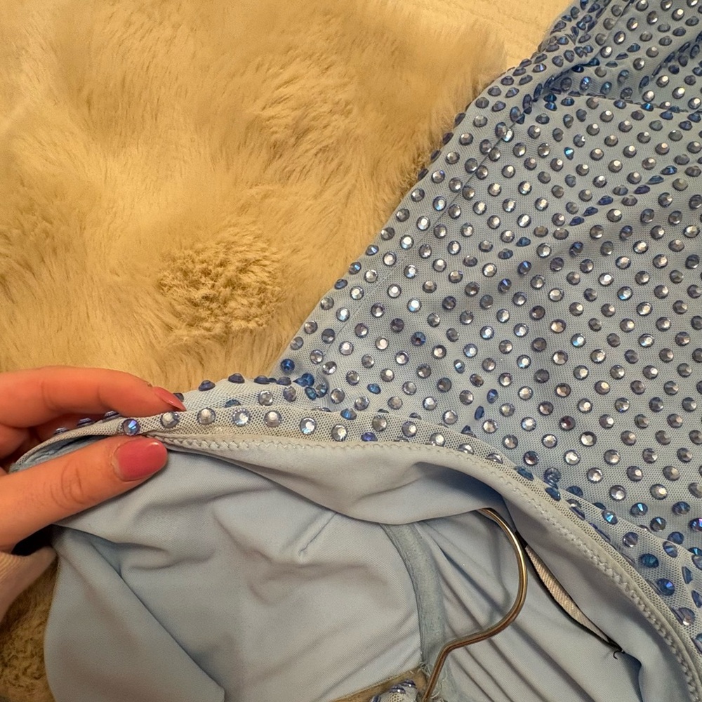 White Fox Full Of Love Embellished Mini Dress Baby Blue - Picture 7 of 9